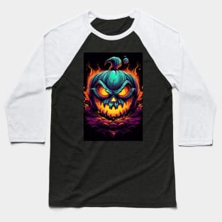 scary smiling pumpkin, halloween design Baseball T-Shirt